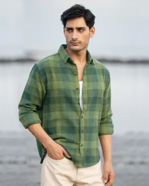 Green Structured Checks Shirt