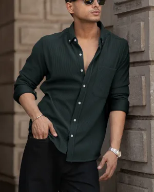 Green Regular Fit Full Sleeves Shirt