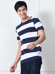 White And Navy Stripe T-Shirt