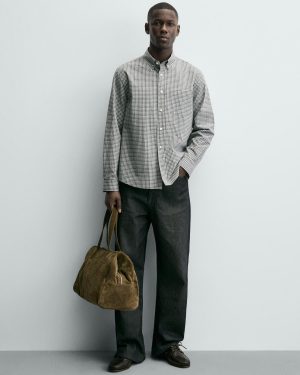 Grey Checks Shirt With Pocket