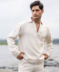 Cream Structured Cotton Kurta Shirt