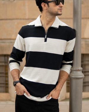 Black Lightweight Striped T-Shirt