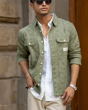 Green Printed Structure Shirt