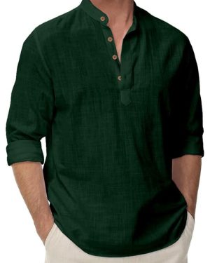 Green Slub Kurta Shirt