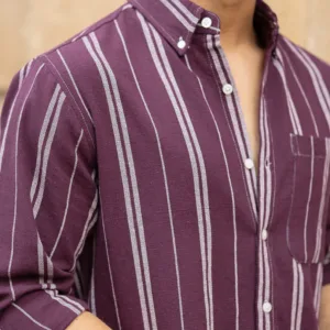Wine Structured Stripe Shirt