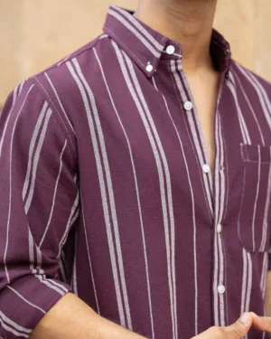 Wine Structured Stripe Shirt
