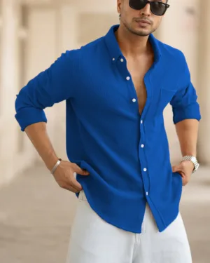 Royal Blue Structured Knit Shirt