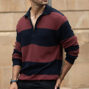 Brown And Navy Striped T-Shirt