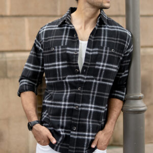 Black Brushed Checkrd Shirt