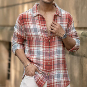 Brick Structured Checks Shirt