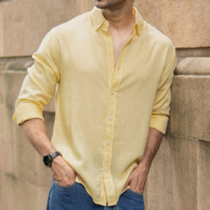 Yellow Structured Checks Buttondown Shirt