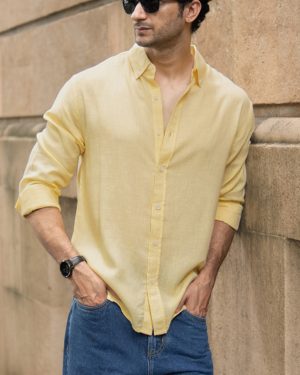 Yellow Structured Checks Buttondown Shirt