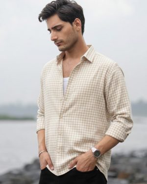 Beige  Checks Shirt