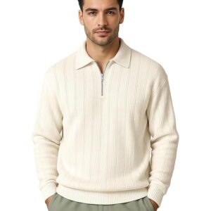 Cream Zip Style Full Sleeves Regular Fit Shirt
