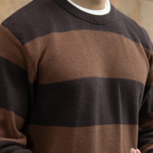 Brown Structured Stripe T-Shirt