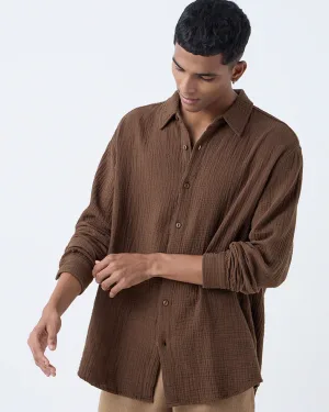 Cocoa Brown Crinkled Shirt