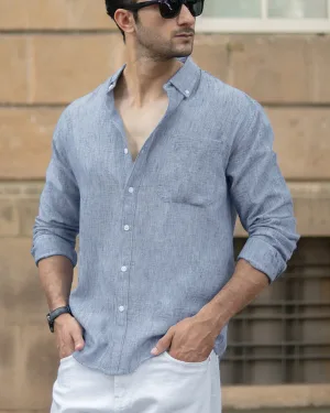 Dark Blue Slub Textured Shirt