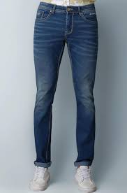 Lt Blue 5 Pocket Mid-Rise Slim Straight Fit jeans