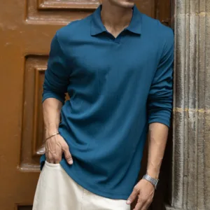 Royal Blue Striped Knitted T-Shirt