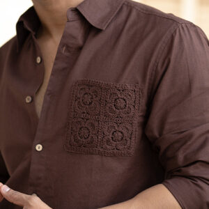 Brown Full Sleeves Regular Fit Linen Shirt