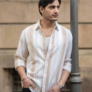 Beige Structure Stripe Shirt