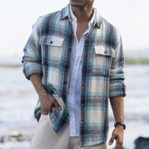 Blue Structured Check Shirt