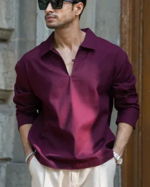 Wine Structured Stripe T-Shirt