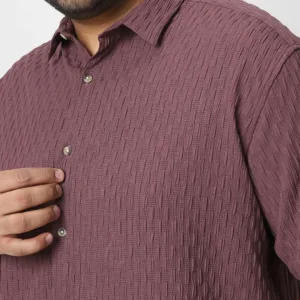 Mauve Solid Regular Fit Plus Size Shirts for Men
