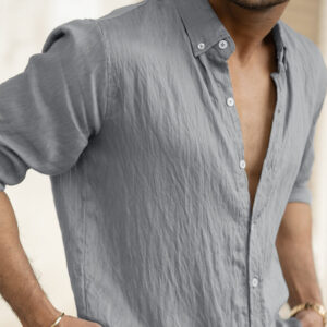 Blue Plain Full Sleeves Regular Fit Shirt