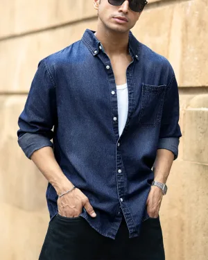 Dark Blue Washed Denim Full Sleeves Shirt