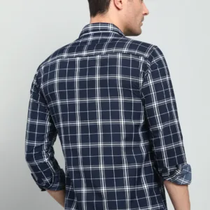 Grey And Navy Structured Checks Shirt