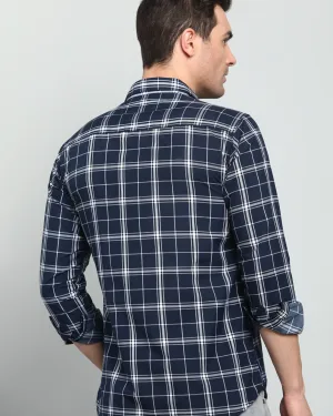 Grey And Navy Structured Checks Shirt