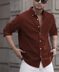 Tan Brown Corduroy Buttondown Shirt
