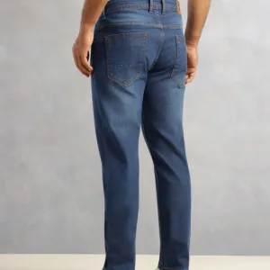 Dk Blue 5 Pocket Mid Rise Loose Boot Leg Cropped Jeans