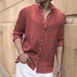 Brick Linen Blend Shirt
