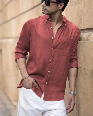 Brick Linen Blend Shirt