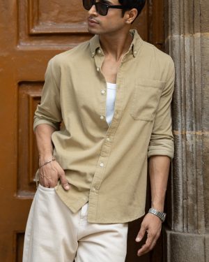 Beige Corduroy Buttondown Shirt