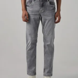Grey 5 Pocket Mid-Rise Slim Straight Fit jeans