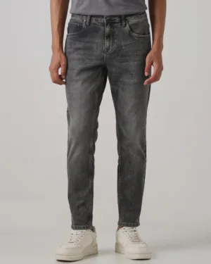 Grey 5 Pocket Low-Rise Ankle Length Stretch Jeans