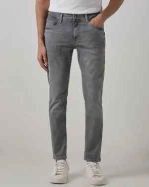 Grey 5 Pocket Low-Rise Tapered Ankle Length Classic Stretch Jeans