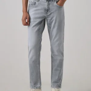Grey 5 Pocket Midrise, Comfort And Straight Crop Length Stretch Jeans
