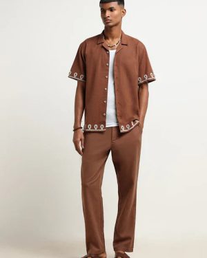 Brown Cotton Relaxed Fit Chinos