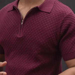 Wine Structured Stripe T-Shirt