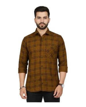 Mustard Yellow Structured Check Shirt