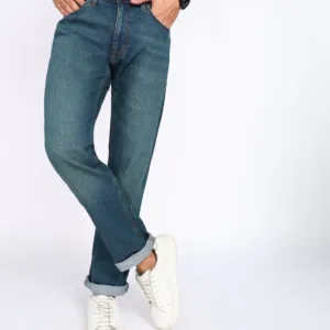 Dk Blue 5 Pocket Mid-Rise Slim Straight Fit Jeans