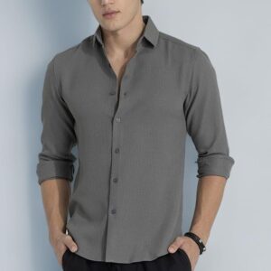 Self-Design Slim Fit Stretch Shirts – Sleek Textured Modern Style