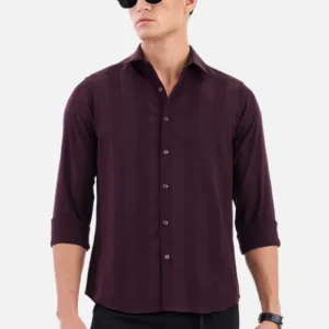Self-Design Slim Fit Stretch Shirts – Sharp Textured Modern Fit