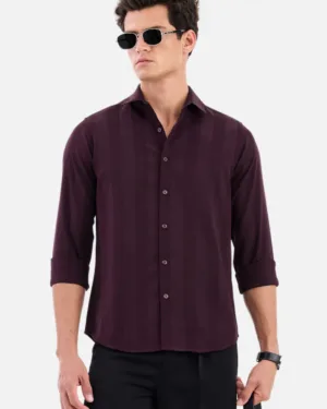 Self-Design Slim Fit Stretch Shirts – Sharp Textured Modern Fit