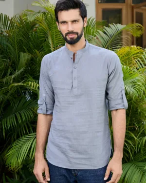 Light Grey Slub Kurta Shirt