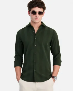 Self-Design Slim Fit Stretch Shirts – Modern Textured Smart Style